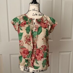 Talbots Floral Satin Blouse